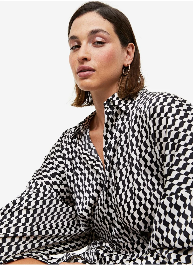 H&M Button Down Tie Detail Shirt Dress