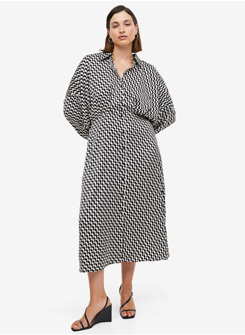 H&M Button Down Tie Detail Shirt Dress