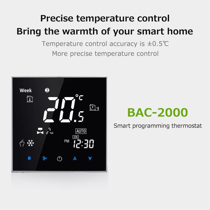 Thermostat BAC-2000ELZB Central Air Conditioning TUYA ZIGBEE Intelligent Constant Temperature LCD Screen 5-95 (℃) Wireless Controller Fan Coil Unit Smart Home Controller Panel - Image 5