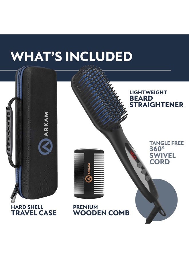 Arkam Beard Straightener for Men -Premium Heated Beard Brush Kit w/Anti-Scald Feature, Dual Action Hair Comb and Hard Shell Travel Case for Medium to Long Beards - Costume and Grooming Gifts for Men - Image 5