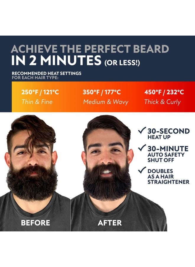 Arkam Beard Straightener for Men -Premium Heated Beard Brush Kit w/Anti-Scald Feature, Dual Action Hair Comb and Hard Shell Travel Case for Medium to Long Beards - Costume and Grooming Gifts for Men - Image 3