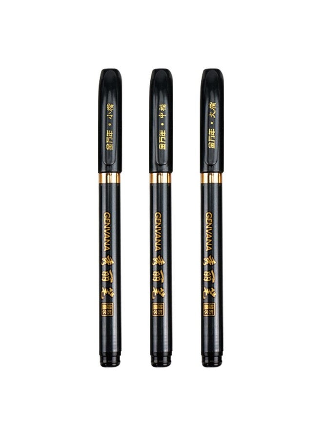 ماكسمارت قطع من أقلام الحبر للفنانين، 3 أحجام من أقلام الخط للكتابة والرسم والخط الصيني والياباني وقلم حبر فرشاة شودو، أقلام خط رفيعة، مجموعة خط للمبتدئين - Image 1