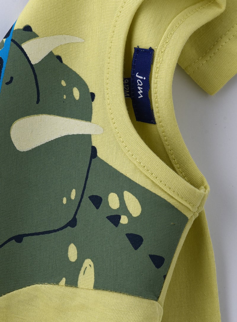 JAM Boys' Lime Green Dinosaur Graphic Cotton T-Shirt - Image 4