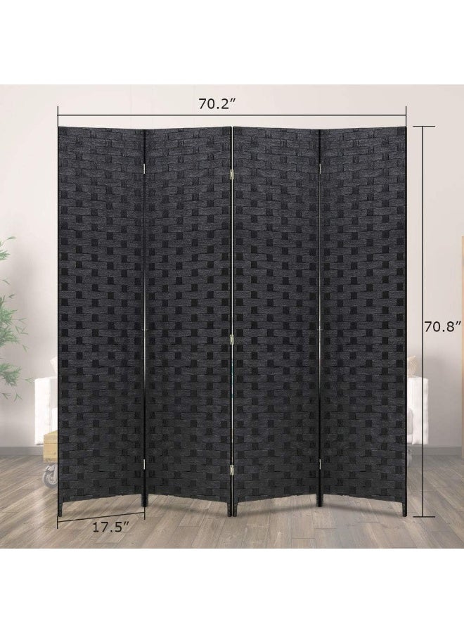 Hanaiette Foldable Movable Stretch Privacy Screens Room Divider,Divider Room Panel Partition,Fully Hand-woven Entrance Wood Mesh Woven Design Room Dividers Wall,Folding Privacy Screen ,Portable Movable Stretch Room Separator Seperating  dividers Partitions, Room Partitions and Dividers Freestanding for Home Bedroom Office Hotel (4 Panel,Black) - Image 2