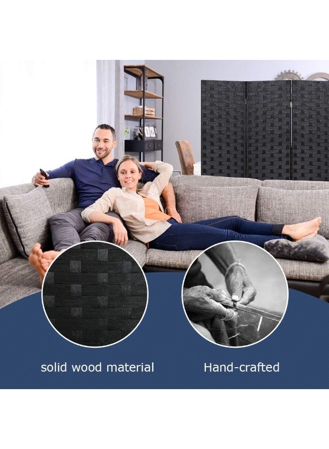 Hanaiette Foldable Movable Stretch Privacy Screens Room Divider,Divider Room Panel Partition,Fully Hand-woven Entrance Wood Mesh Woven Design Room Dividers Wall,Folding Privacy Screen ,Portable Movable Stretch Room Separator Seperating  dividers Partitions, Room Partitions and Dividers Freestanding for Home Bedroom Office Hotel (4 Panel,Black) - Image 3