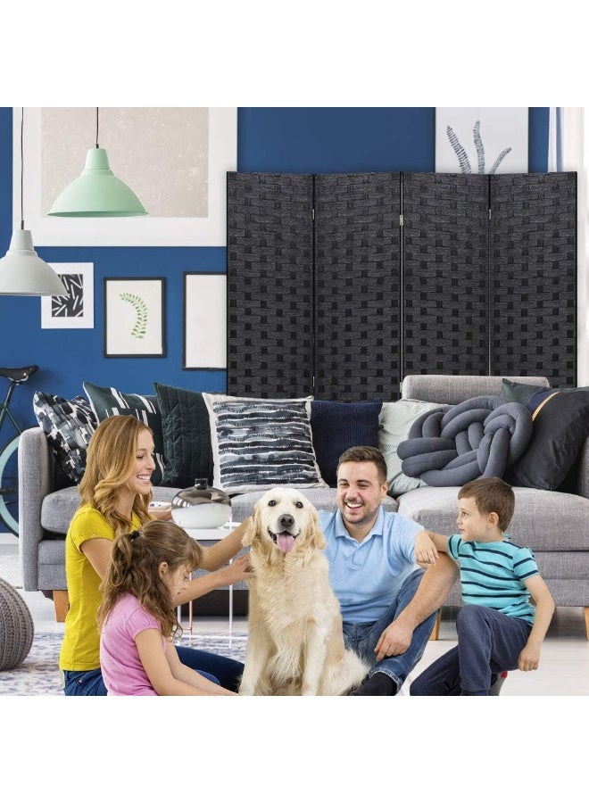 Hanaiette Foldable Movable Stretch Privacy Screens Room Divider,Divider Room Panel Partition,Fully Hand-woven Entrance Wood Mesh Woven Design Room Dividers Wall,Folding Privacy Screen ,Portable Movable Stretch Room Separator Seperating  dividers Partitions, Room Partitions and Dividers Freestanding for Home Bedroom Office Hotel (4 Panel,Black) - Image 5