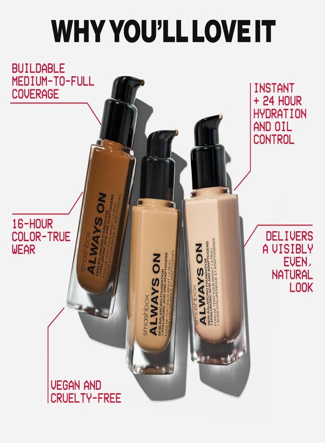 Smashbox Always On Foundation with Hyaluronic Acid | Medium-To-Full Coverage | Hydrating + Long Lasting, 1 Fl Oz, M20W - Image 5