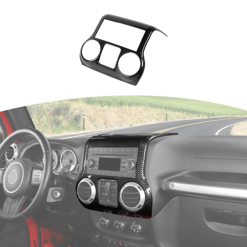 RTTCZ for Jeep JK Center Console Dashboard Cover Trim Black Carbon Fiber for Jeep Wrangler JK JKU 20112017 Black Carbon Fiber Interior Accessories ABS