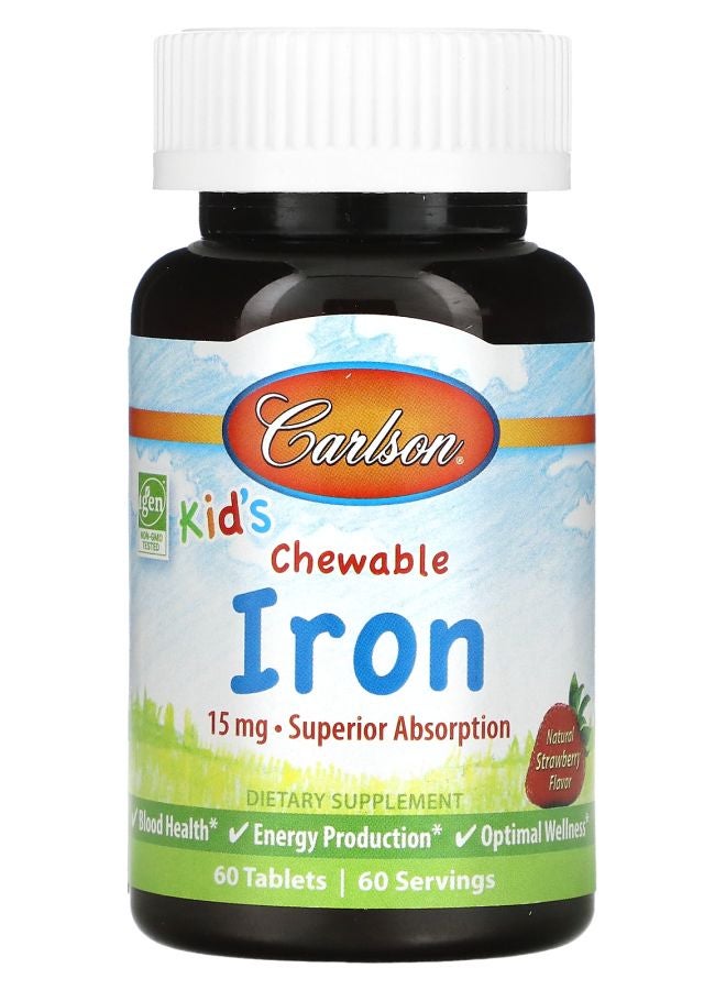 Kid's Chewable Iron Natural Strawberry 15 mg 60 Tablets