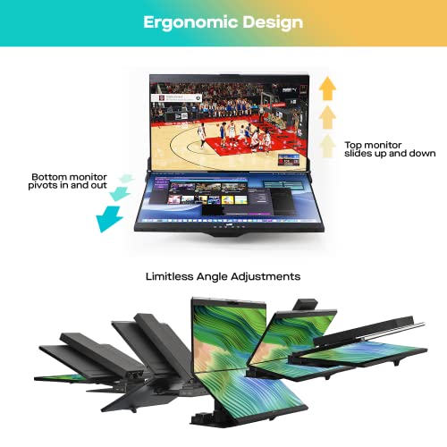 MP Mobile Pixels Geminos (2 x 24 inch) IPS Dual Stacked Computer Monitors with 65W USB-C Charging, 1080P Webcam&Speakers, All-Inclusive Workstation PC Monitor, USB-A/USB-C/HDMI, Ergo Design(2 Monitors) - Image 3