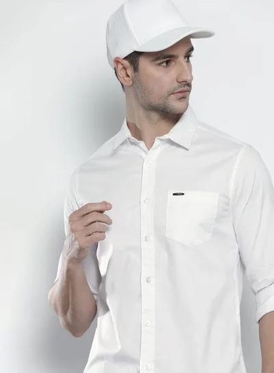 The Indian Garage Co Men Slim Fit Solid Full Sleeves Spread Collar Casual Shirt