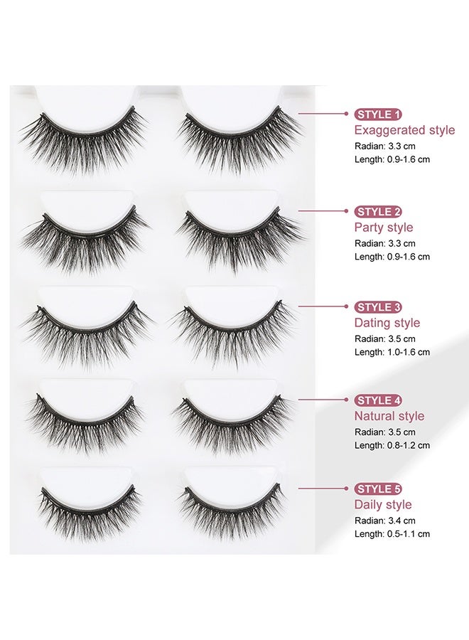 مانجي بدلة رمش كحل مغناطيسي ، 5 أزواج أنماط مختلفة 3D تبدو الرموش المغناطيسية ، لا حاجة للغراء - Image 2