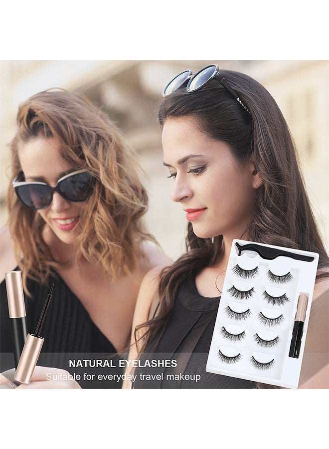 مانجي بدلة رمش كحل مغناطيسي ، 5 أزواج أنماط مختلفة 3D تبدو الرموش المغناطيسية ، لا حاجة للغراء - Image 5