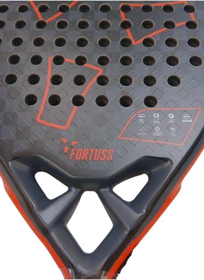 FORTUSS - Padel Tennis Racket - Full Carbon Fiber - 3D Mat Rhomboid Surface With Light Eva Memory Flex Foam Core - Padel Racquet - Diamond Shape Paddle Racket With Bag Included (Red/Black) - Image 1