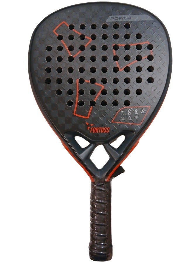 Padel Tennis Racket - Full Carbon Fiber - 3D Mat Rhomboid Surface With Light Eva Memory Flex Foam Core - Padel Racquet - Diamond Shape Paddle Racket With Bag Included (Red/Black)