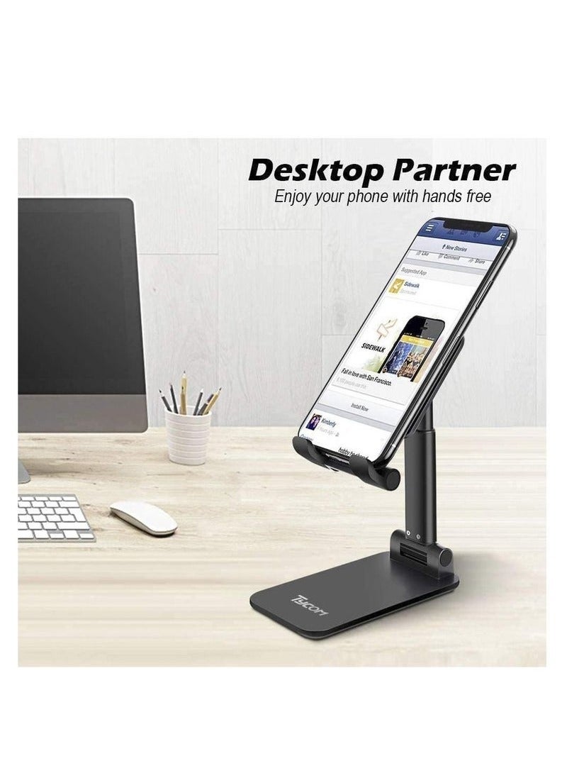 TIGER Adjustable Foldable Desktop Phone & Tablet Stand Holder – Dual-Angle Mobile Stand with Height Adjustment, Anti-Slip Base & Compact Design – Universal Desk Holder for iPhone, iPad, Samsung, Android Phones, Tablets & More – Ideal for Office, Bedside & Travel Use - Image 4