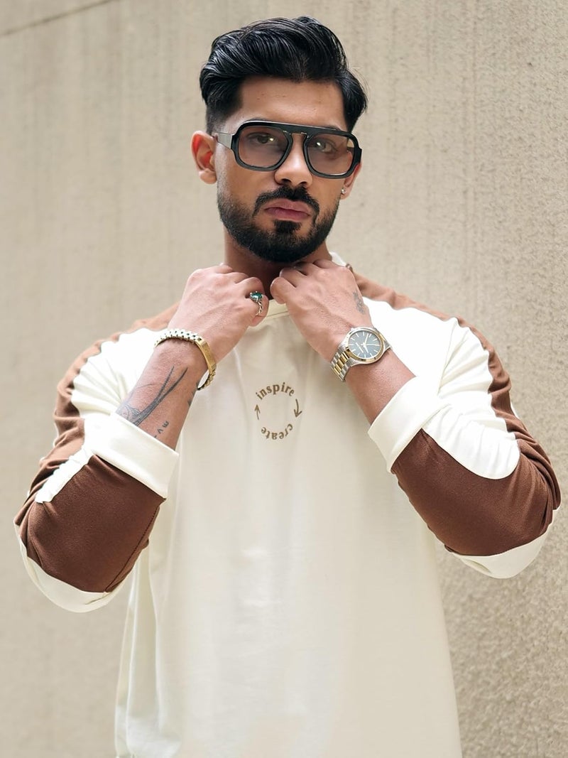 Maniac || Mens || Colorblock || Round Neck || Full Sleeve || Cotton || T-Shirt - Image 2