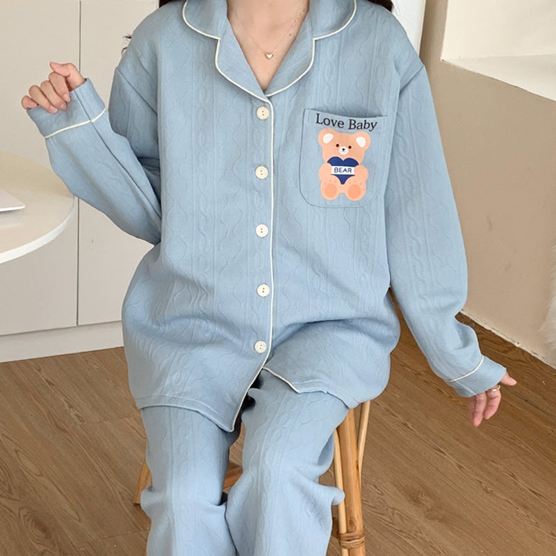 Postpartum Nursing Cotton Outfit Set 910BABY bear blue 