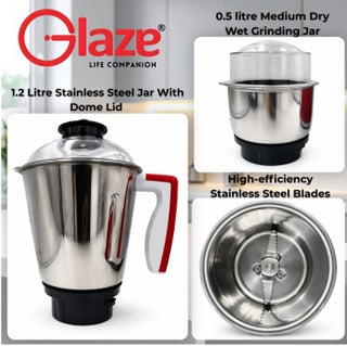 Mixer Grinder 900W 3 in 1 Electric Kitchen Machine with 3 Stainless Steel Jars (1.5L 1.2L 0.5L), Spice & Coffee Grinding, 3 Speed Incher Control, Overload Protection - view 5