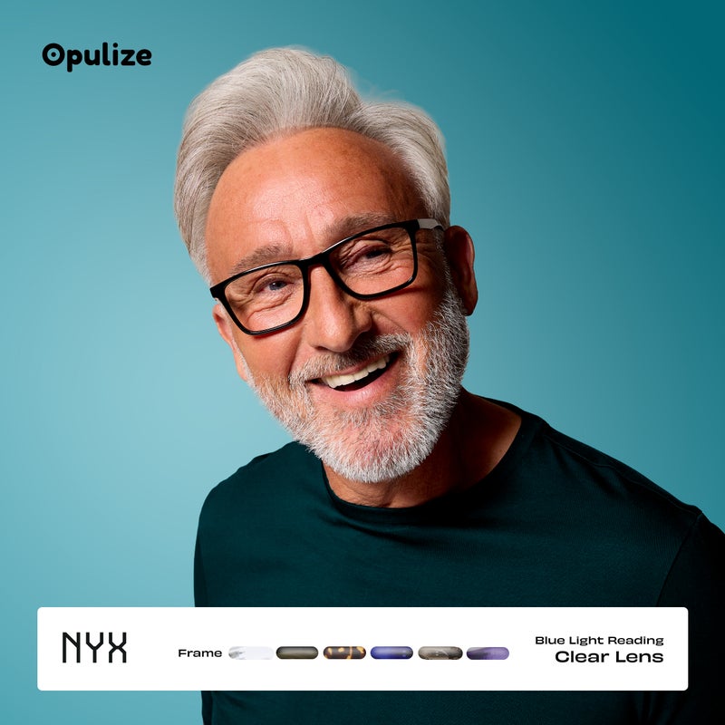 OPULIZE نظارات قراءة NYX مع حماية من الضوء الأزرق للنساء والرجال، إطار مستطيل مع حماية من الأشعة فوق البنفسجية وإجهاد العين، نظارات كمبيوتر للألعاب مضادة للتوهج، سوداء، شفافة +2.0 (عبوة من 2) - Image 3