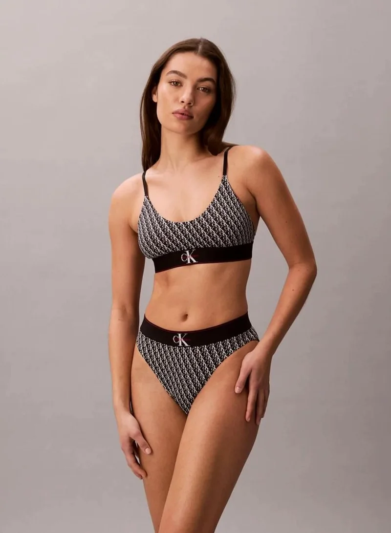High Waist Bikini Briefs - Graphic Monogram Microfibre Stretch