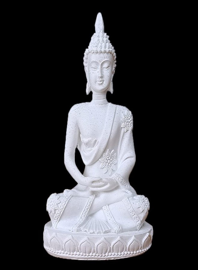 هايفان تمثال بوذا صغير من الحجر الرملي من HYFAN، مناسب للتأمل واليوغا، قطعة فنية متناغمة، تحفة فنية قابلة للجمع، قطعة ديكور فنغ شوي للمنزل والمكتب والرفوف وسطح المكتب (أبيض 3) - Image 2
