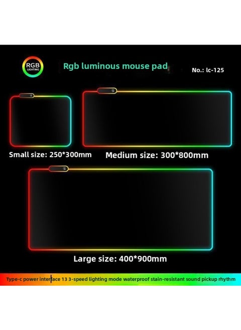 RGB Luminous Mouse Pad Computer Keyboard Hand-held Desktop Pad Oversized Game E-sports Pad Thickened Internet Cafe Table Pad-Color:250*300mm-Pattern:Upgraded Version Of Pickup Rhythm-pure Black