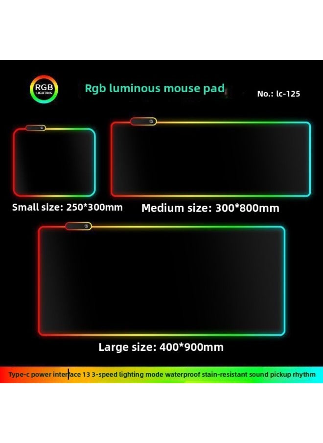 RGB Luminous Mouse Pad Computer Keyboard Hand-held Desktop Pad Oversized Game E-sports Pad Thickened Internet Cafe Table Pad-Color:250*300mm-Pattern:Upgraded Version Of Pickup Rhythm-pure Black