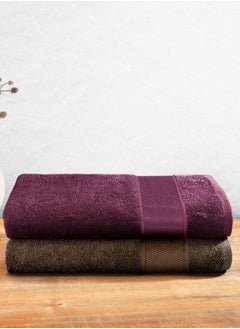 Wakefit Wakefit Terry 100% Cotton Bath Towels| 500 GSM | Bath Towel for Men/Women, Bathing Towel, Towels for Bath Women/Men, 2 Pieces (Cafe Noir and Grape Wine)  - Image 1