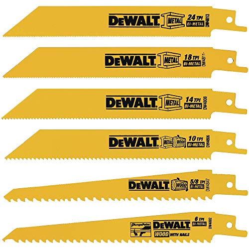 DEWALT Reciprocating Saw Blade Set for Metal and Woodcutting 6 Piece DW4856