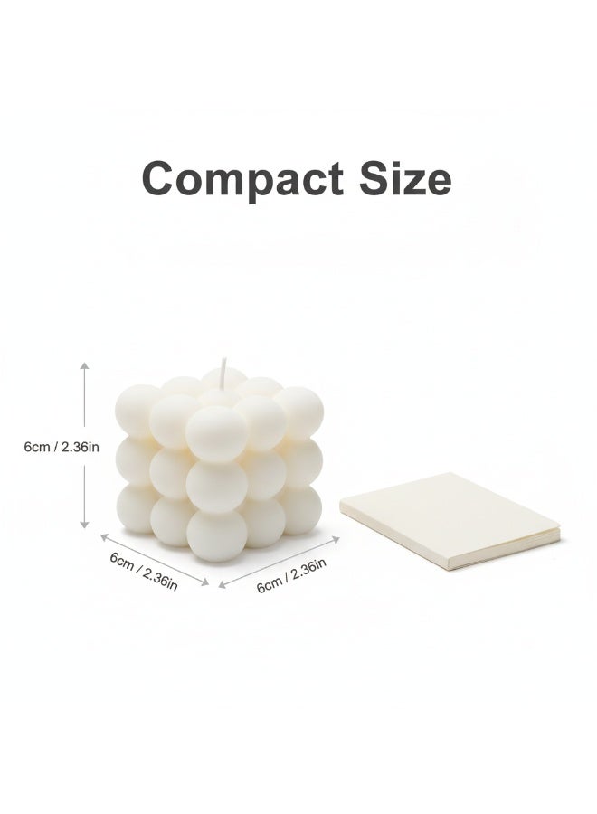 6cm Milky White Mini Bubble Cube Soy Wax Aromatherapy Candle - English Pear & Freesia Scent | Home Decor & Gift - Image 2