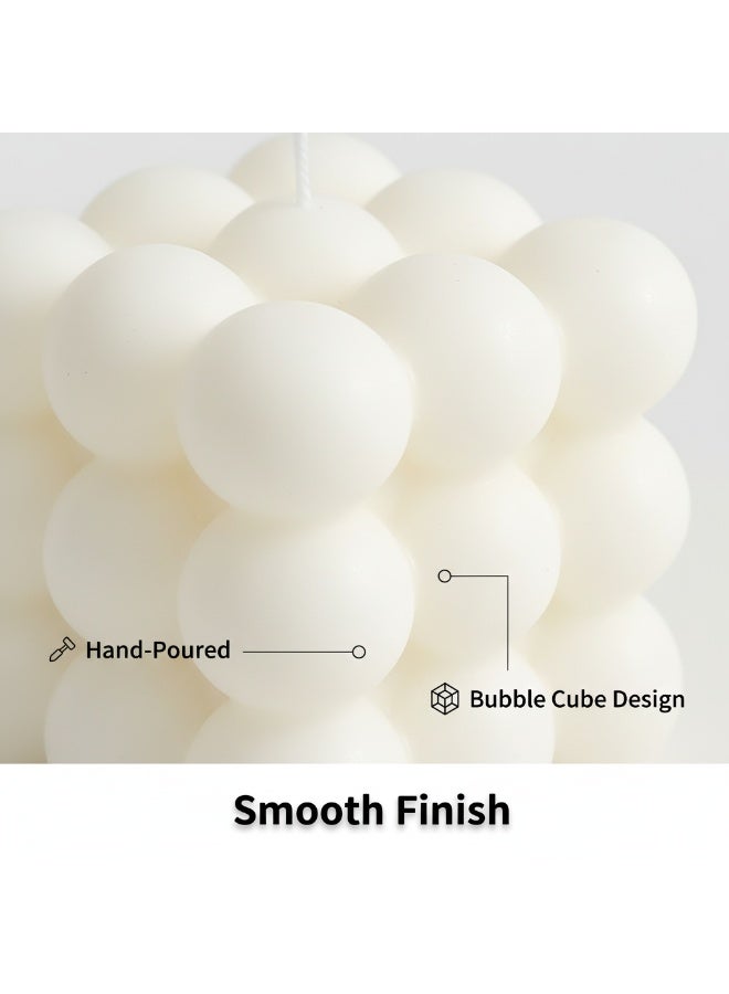6cm Milky White Mini Bubble Cube Soy Wax Aromatherapy Candle - English Pear & Freesia Scent | Home Decor & Gift - Image 4