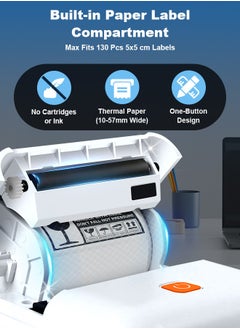 Xoopla Label Printer,Portable Bluetooth Thermal Label Maker Machine,Rechargeable Type-c Inkless Printer Compatible with Android iOS Smartphones,Easy to Use,Mini Wireless Sticker Printer with 1 Roll 50mm*50mm Printing Paper Great for labeling/Receipts/Photos/Notes/Memos/Printing Barcods Etc  - Image 2