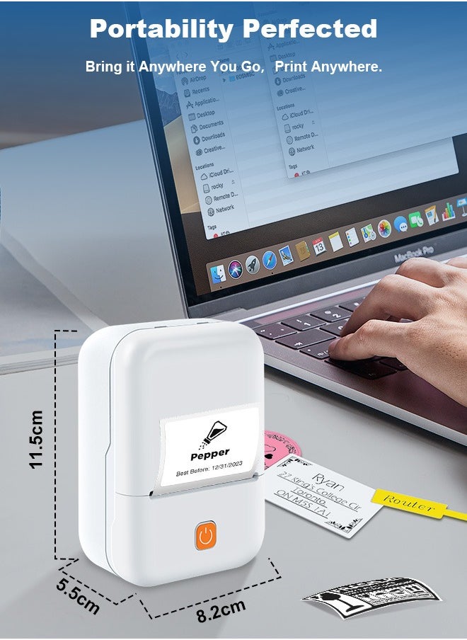 Xoopla - Label Printer,Portable Bluetooth Thermal Label Maker Machine,Rechargeable Type-c Inkless Printer Compatible with Android iOS Smartphones,Easy to Use,Mini Wireless Sticker Printer with 1 Roll 50mm*50mm Printing Paper Great for labeling/Receipts/Photos/Notes/Memos/Printing Barcods Etc - Image 1