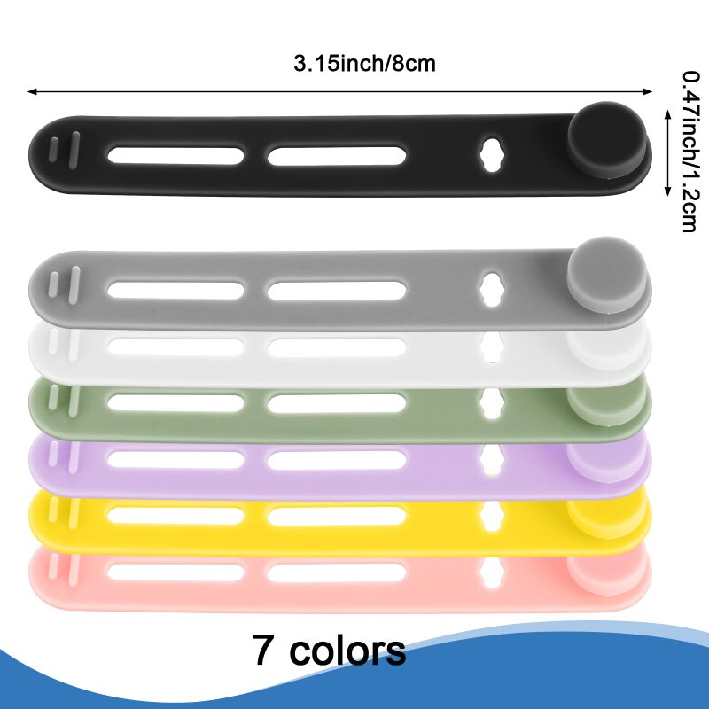 Tellegloww 42 Pcs Silicone Cable Ties Reusable Cord Organizer Adjustable Data Cable Wraps for Earphone Phone Charger Computer Cord Management Straps Travel Essentials(Multicolor,3.15 Inch) - Image 2