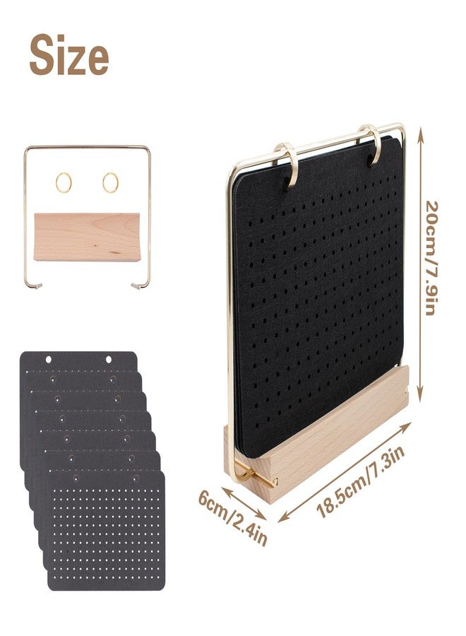 Hiyoo Pin Display Organizers with Wooden Base, Brooch Display Board, Desktop Enamel Pin Collection Calendar with 6 Black Felt Pages for Earring Hair Clip Badge Storage - Image 2