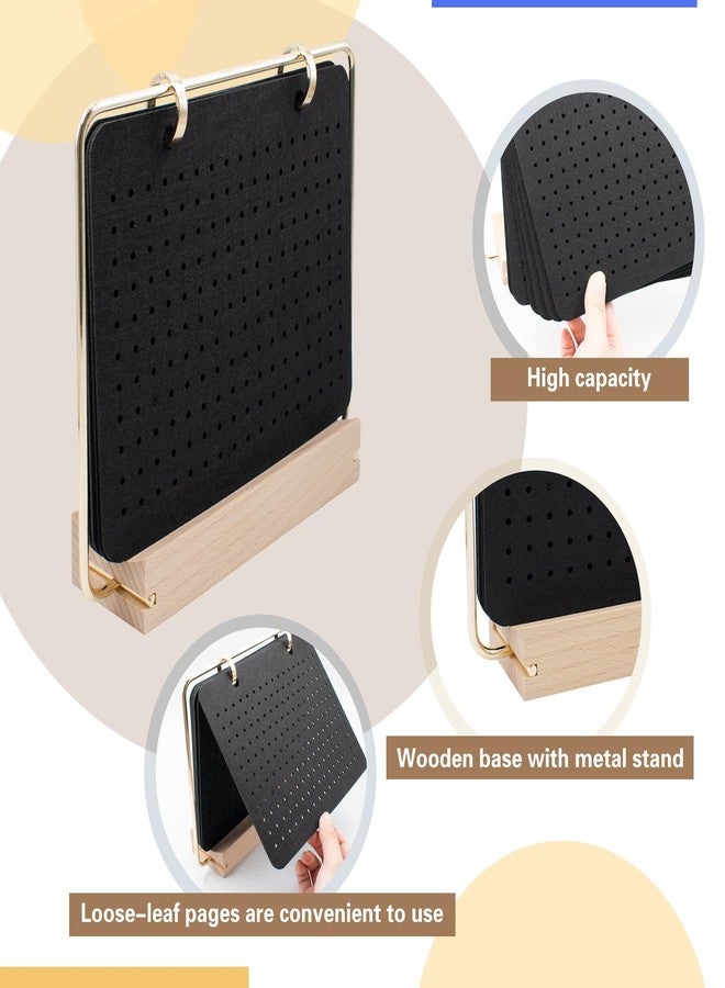 Hiyoo Pin Display Organizers with Wooden Base, Brooch Display Board, Desktop Enamel Pin Collection Calendar with 6 Black Felt Pages for Earring Hair Clip Badge Storage - Image 4