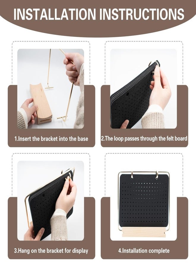 Hiyoo Pin Display Organizers with Wooden Base, Brooch Display Board, Desktop Enamel Pin Collection Calendar with 6 Black Felt Pages for Earring Hair Clip Badge Storage - Image 3