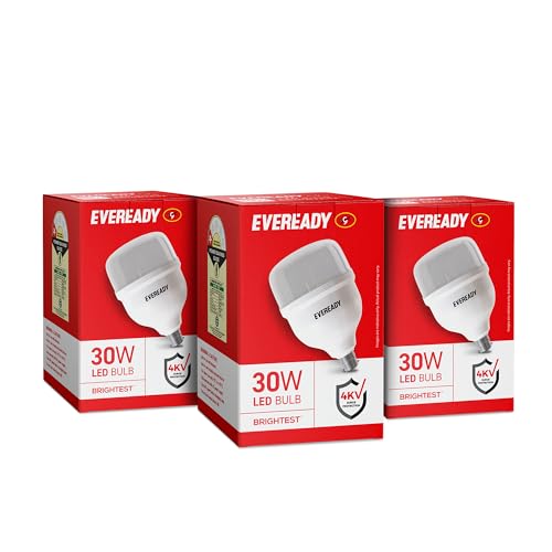 Eveready 30W LED Hammer Bulb with B22 Base, High CRI, 4KV Surge Protection, Energy Efficient & Long Life – Cool Daylight (6500K) for Home & Commercial Use, Pack of 3 - Image 1