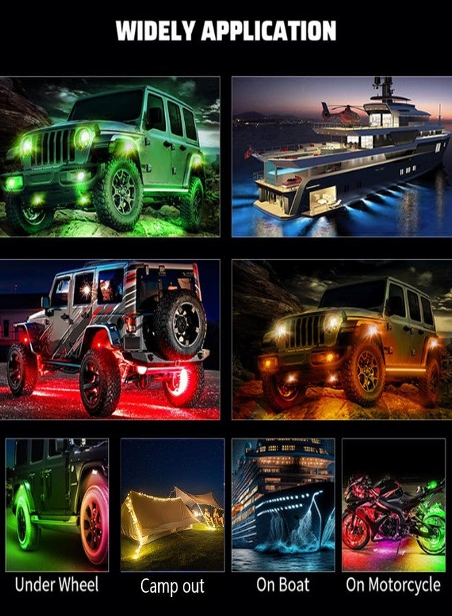 Goodream RGB Rock Lights, 8 Pods 36 LEDs SMD Chips Super Bright App Control Underglow Neon Light Exterior Chassis Wheel Well Glow Kit for Off Road Cars Trucks Jeep SUV UTV ATV RZR Golf Cart - Image 4