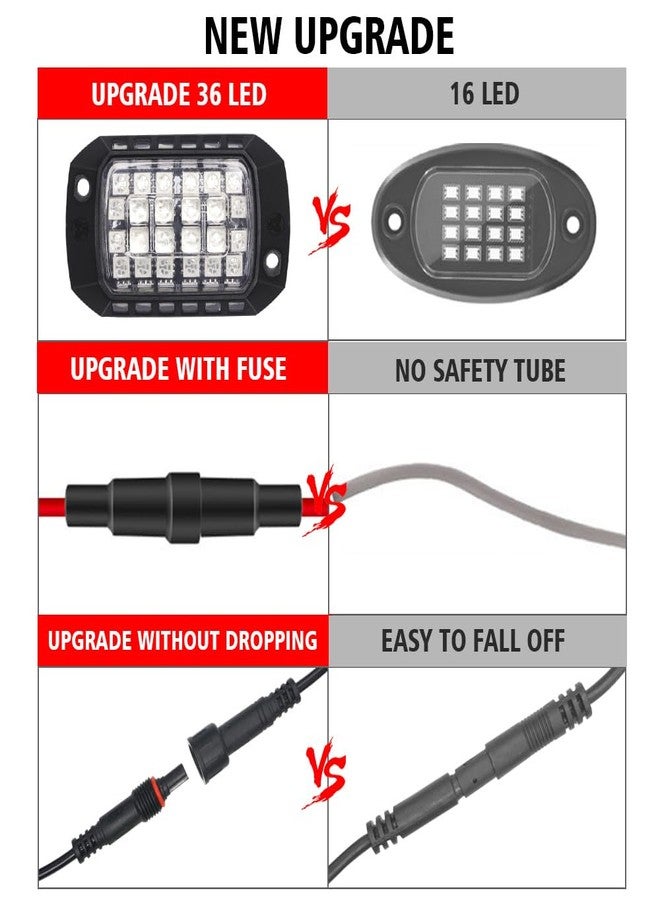 Goodream RGB Rock Lights, 8 Pods 36 LEDs SMD Chips Super Bright App Control Underglow Neon Light Exterior Chassis Wheel Well Glow Kit for Off Road Cars Trucks Jeep SUV UTV ATV RZR Golf Cart - Image 3