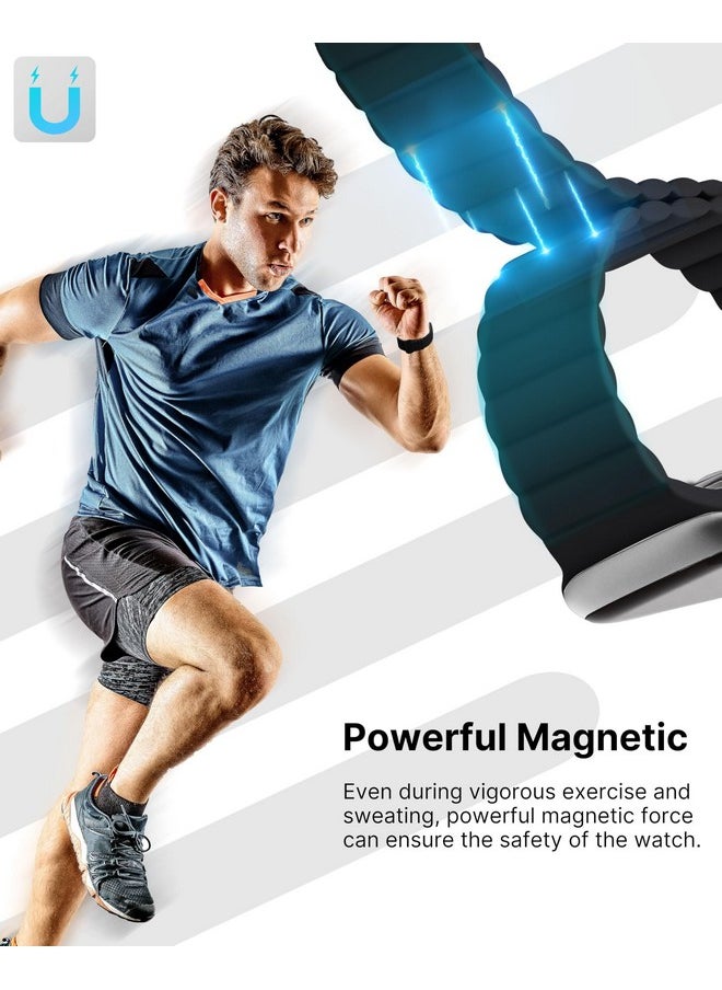 Fullmosa - Fullmosa Silicone Magnetic Band Compatible with Apple Watch Strap 49mm 46mm 45mm 44mm 42mm(Series 3 2 1), Sport Bands for iWatch Ultra 2/1 SE1/2 Series 10 9 8 7 6 5 4 3 2 1,Black [Watch NOT Included] - Image 1