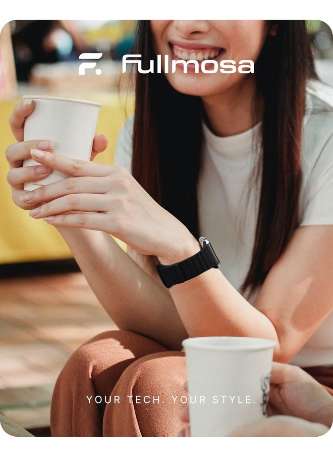 Fullmosa - Fullmosa Silicone Magnetic Band Compatible with Apple Watch Strap 49mm 46mm 45mm 44mm 42mm(Series 3 2 1), Sport Bands for iWatch Ultra 2/1 SE1/2 Series 10 9 8 7 6 5 4 3 2 1,Black [Watch NOT Included] - Image 1