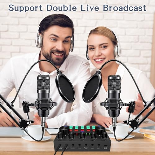ALPOWL Podcast Equipment Bundle For 2, ALPOWL Audio Interface with Cardioid Designer BM800 Mic for Gamer and All-In-One DJ Mixer, perfect for Live Streaming, Singing, YouTube, Gaming - Image 2