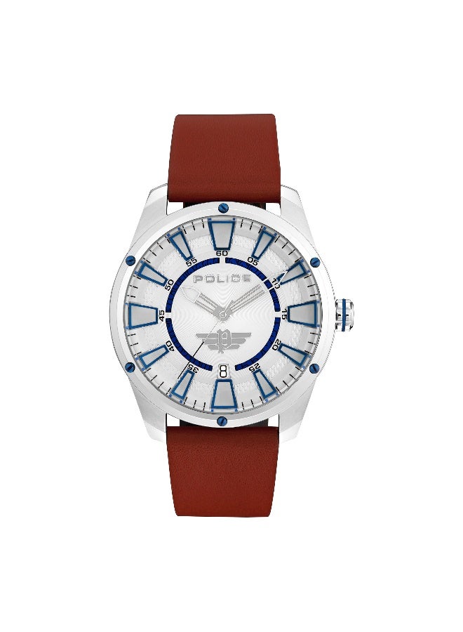 POLICE Men Fairhaven Red Leather Strap Analog Watch for Men, 48mm - Image 1
