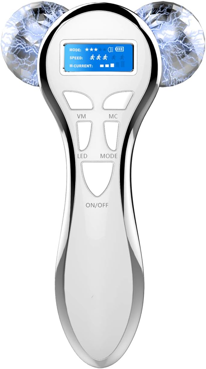 4D Microcurrent Face Massager RollerElectric Rechargeable Face Lift Roller Arms Legs Massager for Skin Care Facial Massager Tool
