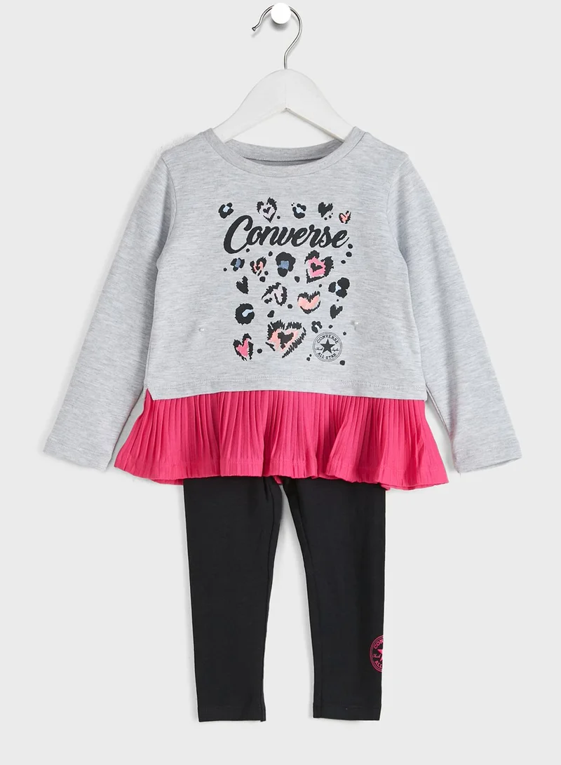 CONVERSE Infant Pleated Peplum Leggi Set