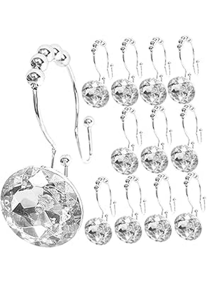 Heavy Duty Seamless Shower Curtain Hooks 12 Pack Smooth Finish Prevents Falling Unique Design - Image 1