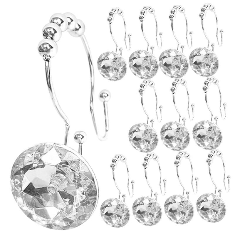 Heavy Duty Seamless Shower Curtain Hooks 12 Pack Smooth Finish Prevents Falling Unique Design - Image 2