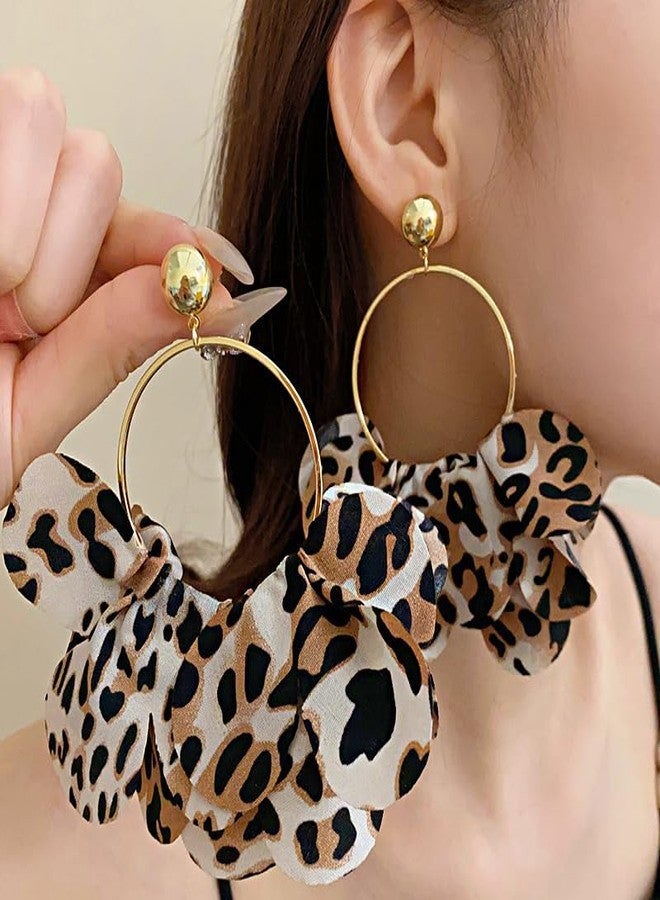 PLwelth Leopard Hoop Earrings for Women Large Hoop Dangle Drop Earrings Gold Leopard Dangle Earrings Cute Long Tassel Leopard Print Earring Trendy Jewelry Gifts for Her Birthday Christmas Halloween - Image 2